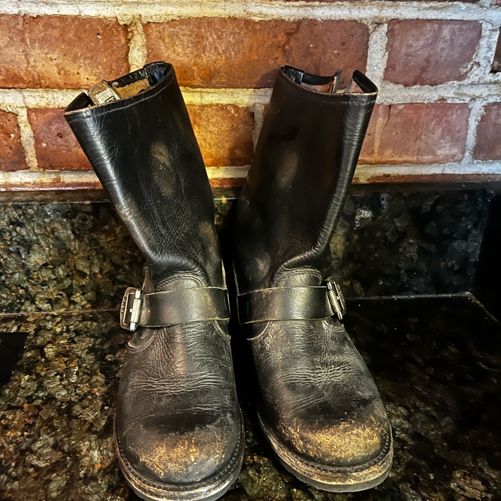 Distressed Frye Moto Boots size 5.5- purchased distressed . Lots of life left !